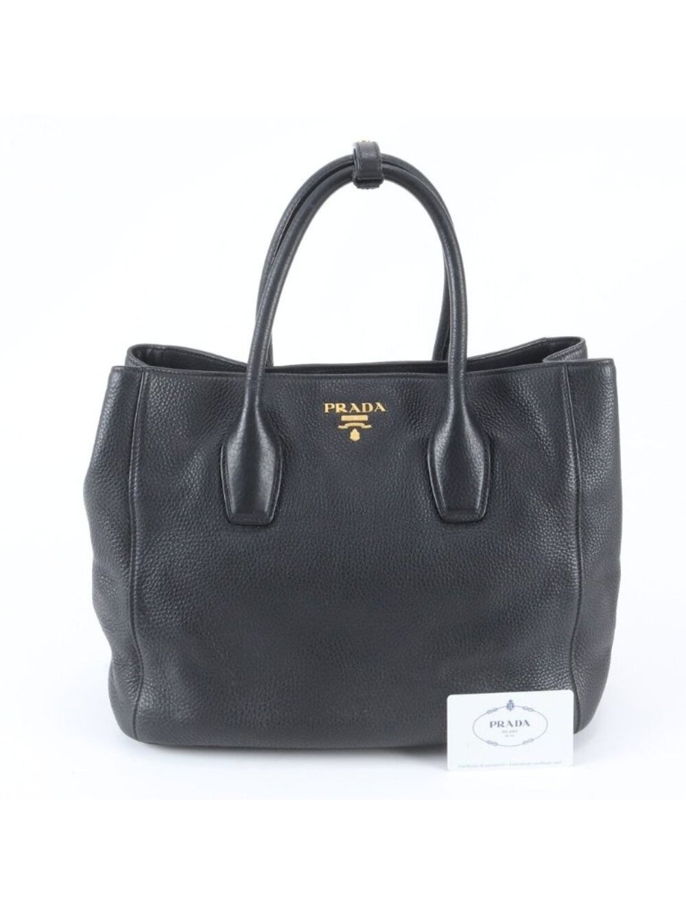 Prada Triangle Logo Leather Tote